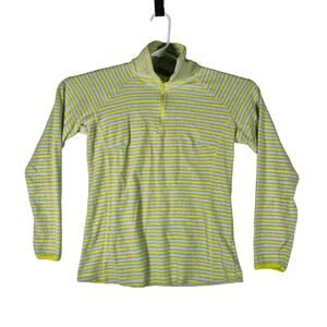 Columbia Fleece Pullover Womens S Green Stripe Quarterzip Layer Hiking Camping